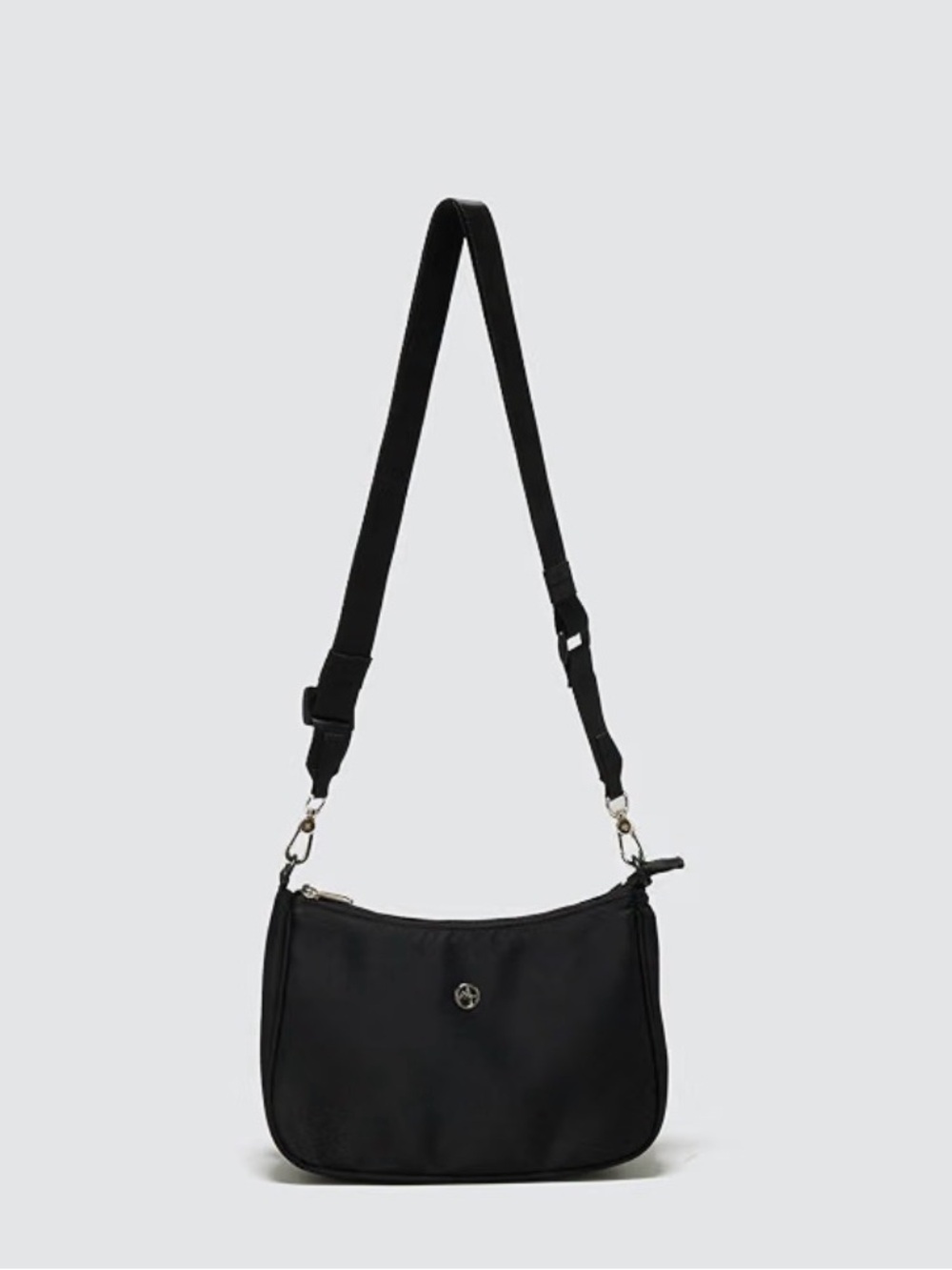 Black Nylon Crossbody Bag Lightweight Adjustable Strap Zip Top NWT